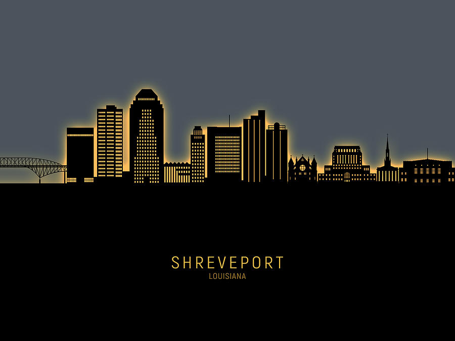 Shreveport Louisiana Skyline #25 Digital Art by Michael Tompsett