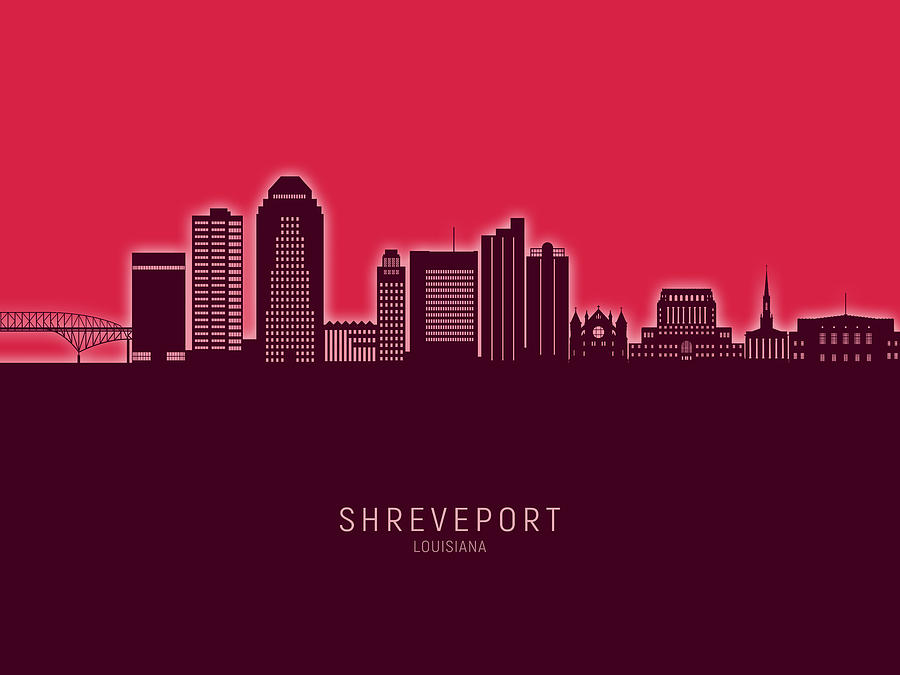 Shreveport Louisiana Skyline #31 Digital Art by Michael Tompsett