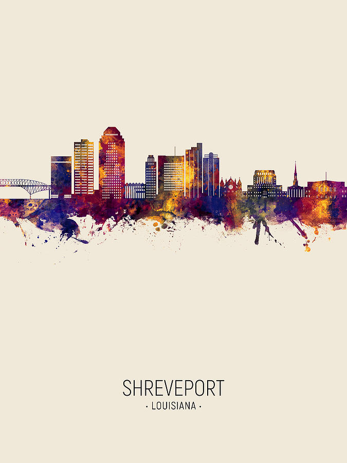 Shreveport Louisiana Skyline #35 Digital Art by Michael Tompsett