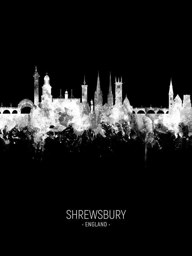 Shrewsbury England Skyline #17 Digital Art by Michael Tompsett