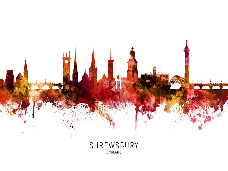 Shrewsbury England Skyline #44 Digital Art by Michael Tompsett