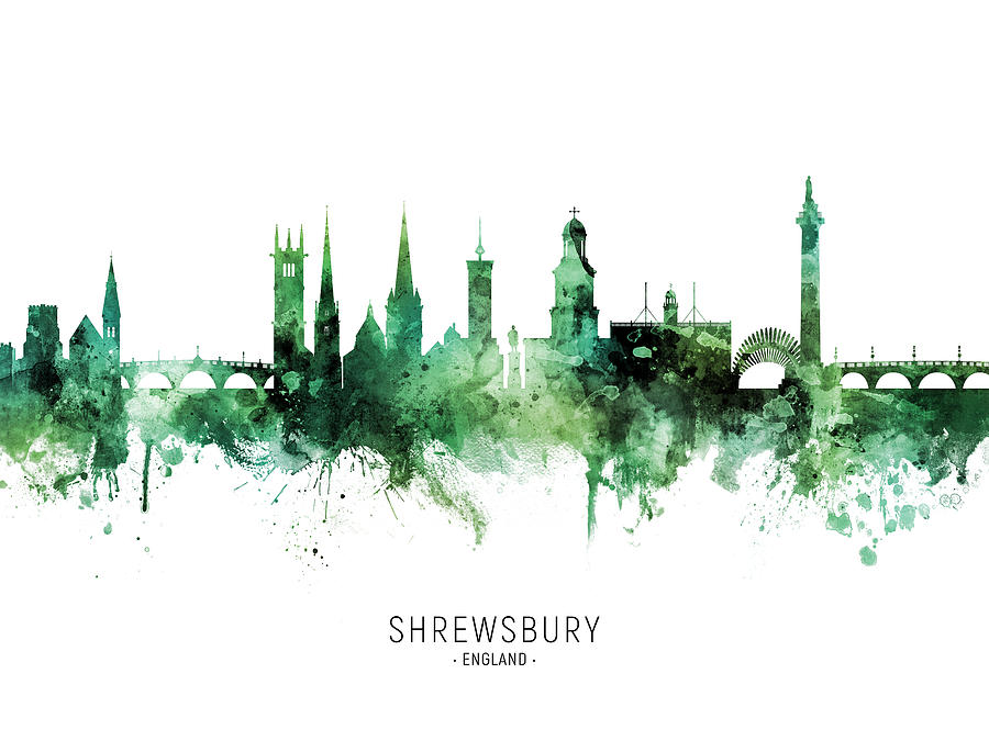 Shrewsbury England Skyline #48 Digital Art by Michael Tompsett