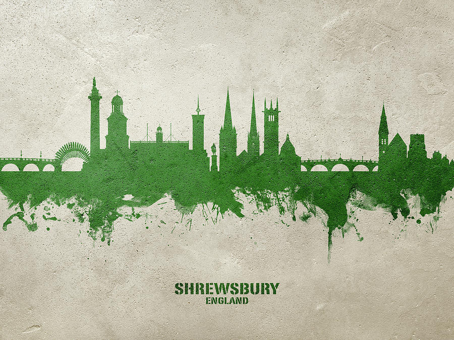 Shrewsbury England Skyline #59 Digital Art by Michael Tompsett