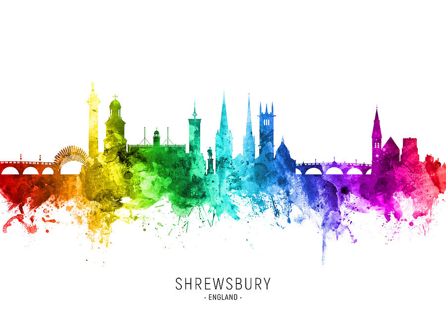 Shrewsbury England Skyline #76 Digital Art by Michael Tompsett