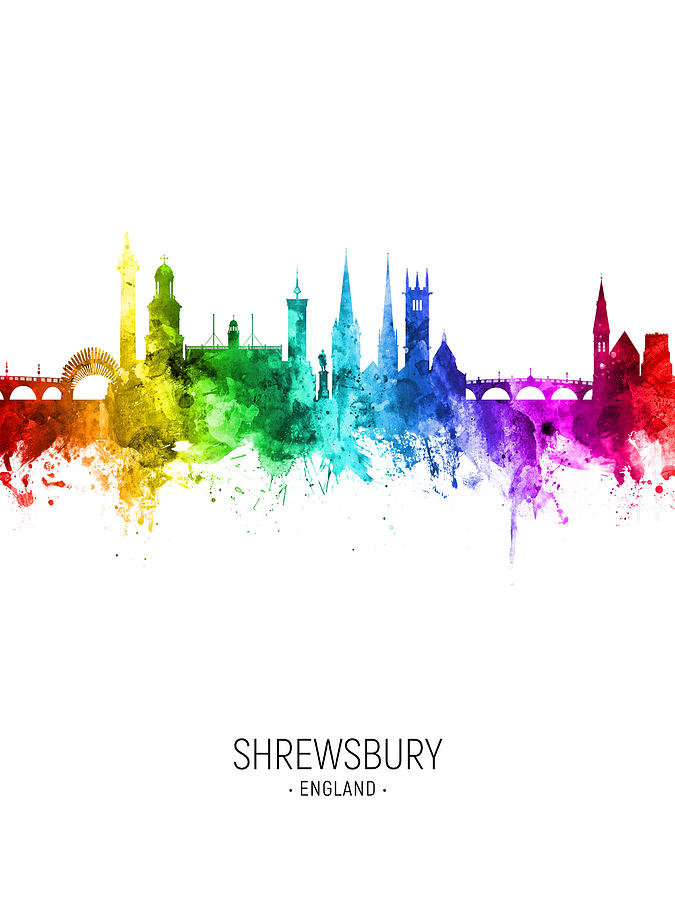 Shrewsbury England Skyline #82 Digital Art by Michael Tompsett