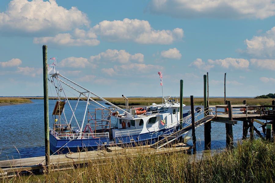 Shrimp Boat at Marsh Dock Photograph by Darryl Brooks