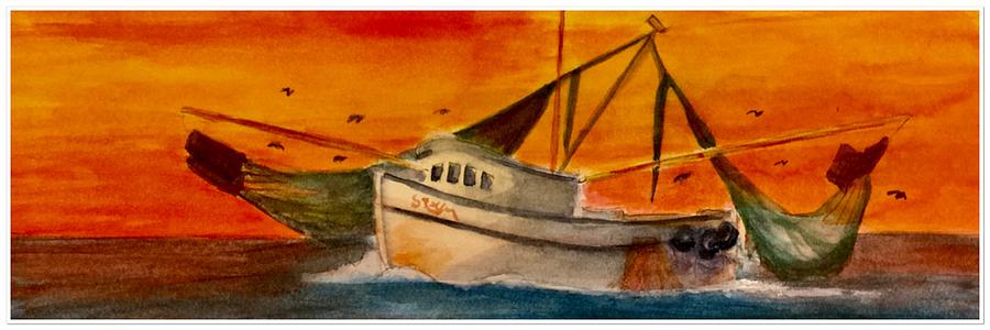 Shrimp Boat Painting by Forrest Fortier