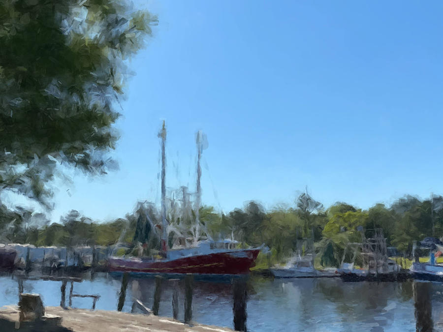 Shrimp Boat in the Bayou Painting by Gary Arnold