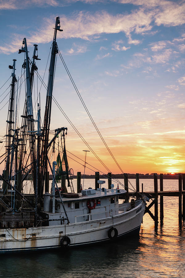 Shrimp Boat Sunset, Port Royal, South Carolina Photograph by Dawna Moore Photography