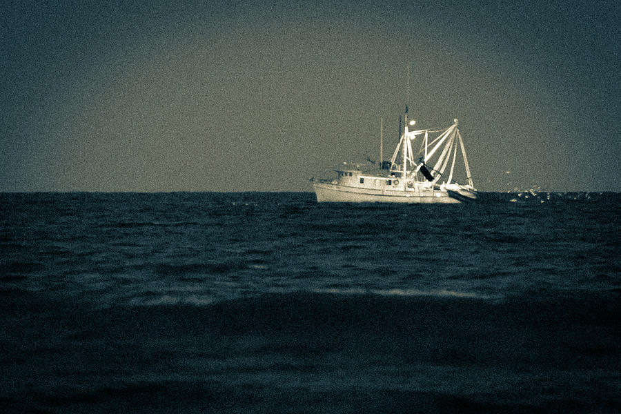 Shrimp Boat Working Late Photograph by Charles Hite