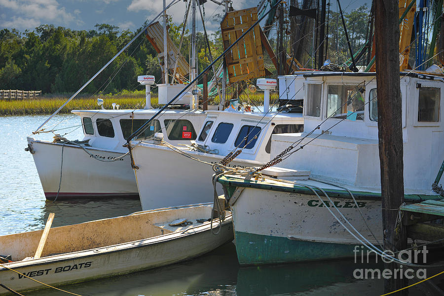 Shrimp Boats - Historic Fishing Village - McClellanville South Carolina Photograph by Dale Powell