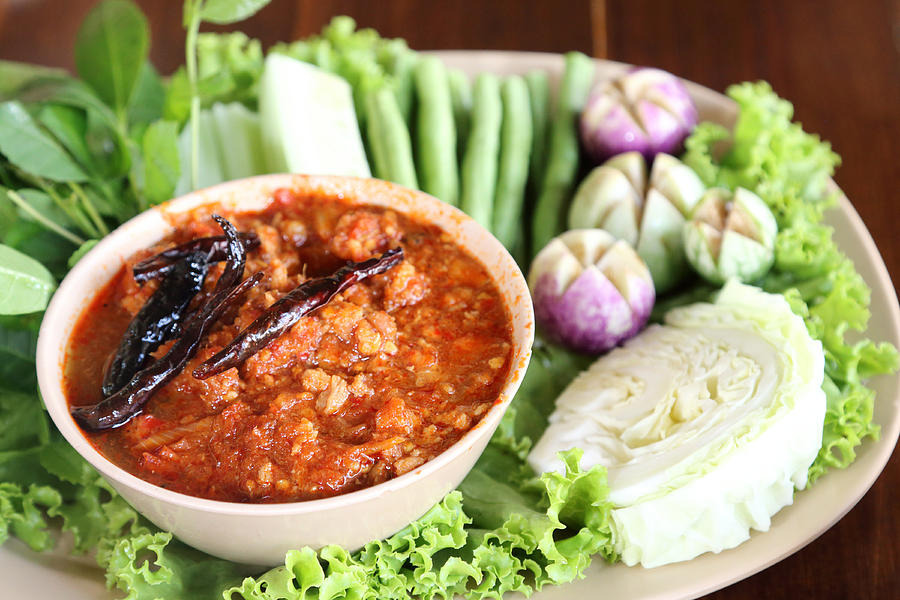 Shrimp Chili Paste With Vegetable. Photograph by Ko_orn