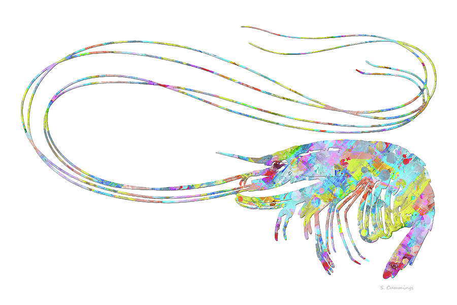 Shrimp Fresh Color Art Painting by Sharon Cummings