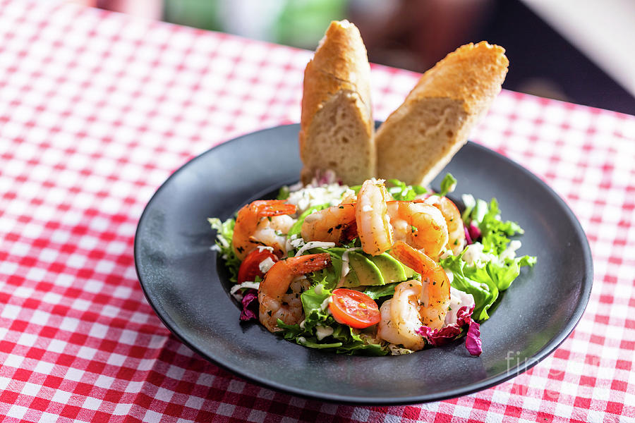 Shrimp salad served in american restaurant Photograph by Michal Bednarek