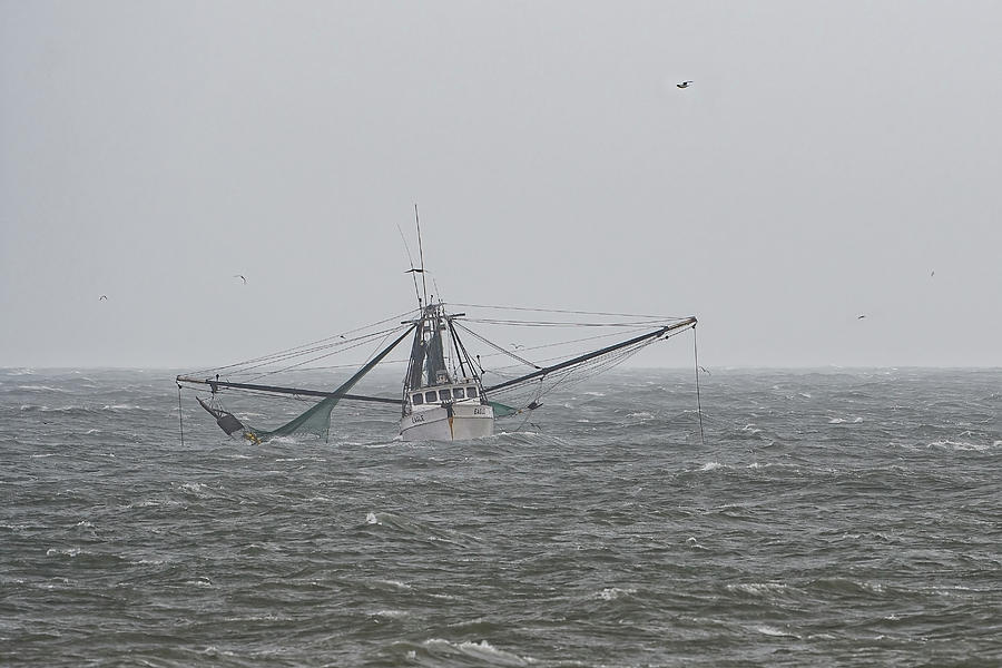 Shrimp Trawler off the Coast of the Outer Banks Photograph by Fon Denton