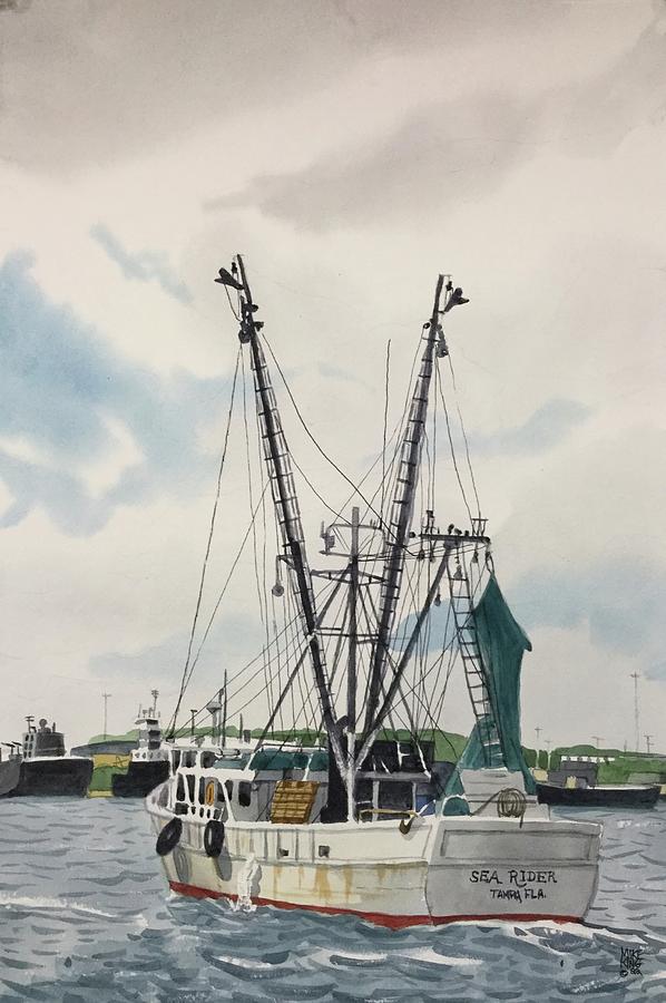 Shrimper Sea Rider Tampa Fla Painting by Mike King