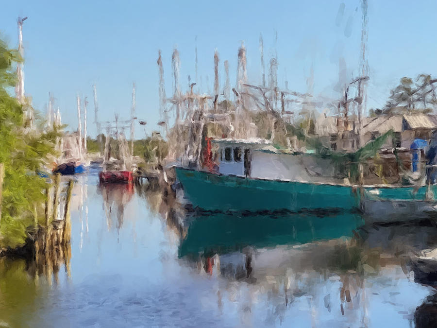 Shrimpers in the Bayou Painting by Gary Arnold
