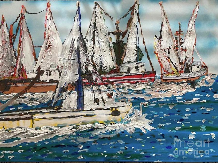 Shrimpers Painting by Patrick Grills