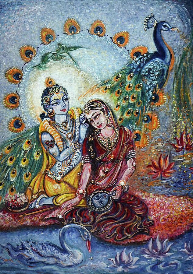 Shringar Leela - Radha Krishna  Painting by Harsh Malik