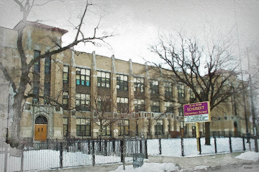 Shubert Elementary School - Chicago Painting by Glenn Galen