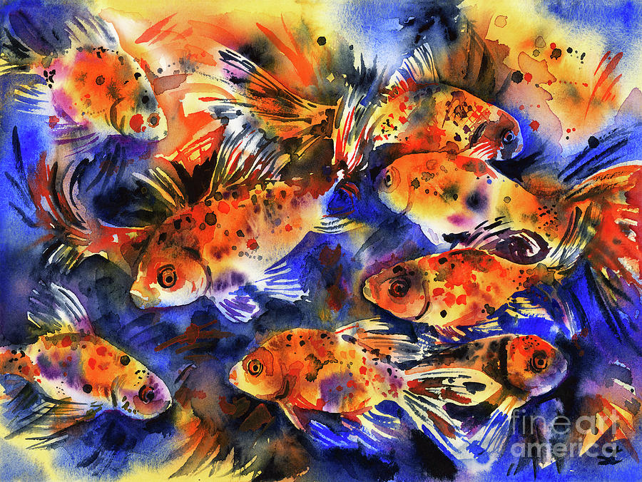 Shubunkin Goldfish Painting by Zaira Dzhaubaeva