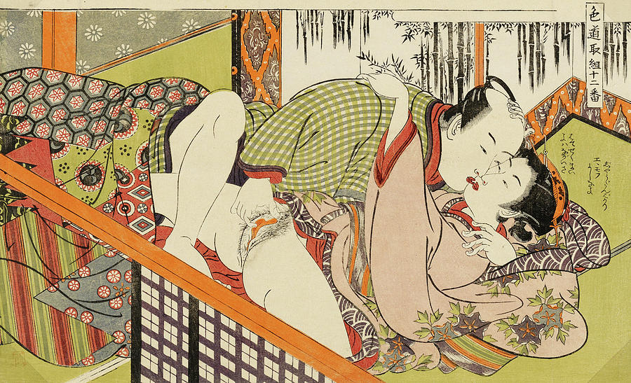 Nude Painting - Shunga, Foreplay by Isoda Koryusai