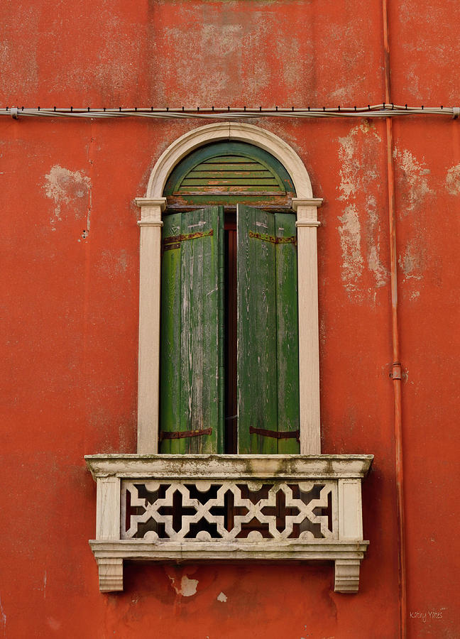 Shuttered Window And Balcony In Venice Photograph
