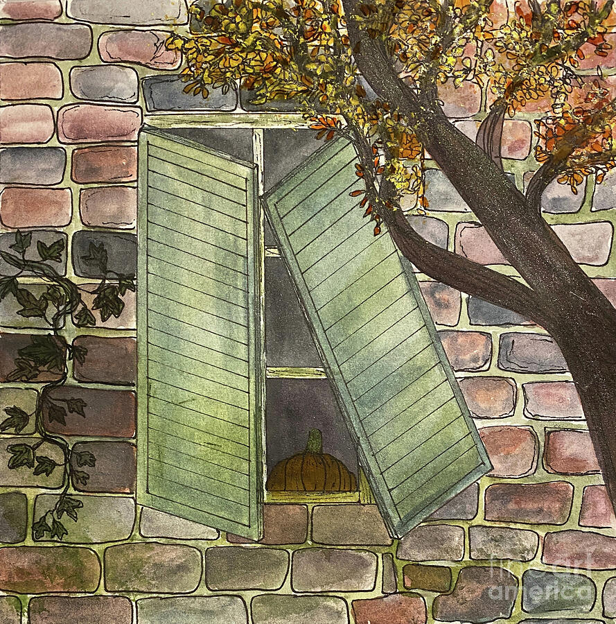 Shutters in Fall Painting by Lisa Neuman Shutters in Fall Painting by Lisa Neuman