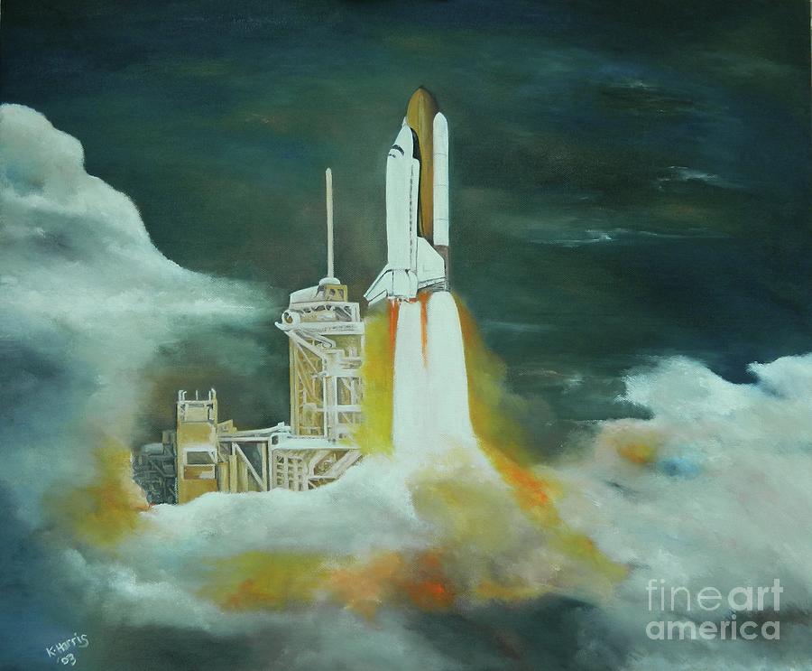 Shuttle Mission  Columbia Painting by Kenneth Harris