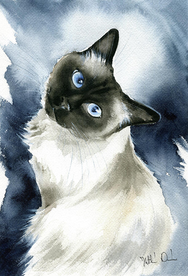 Siamese Cat Artwork Painting by Dora Hathazi Mendes