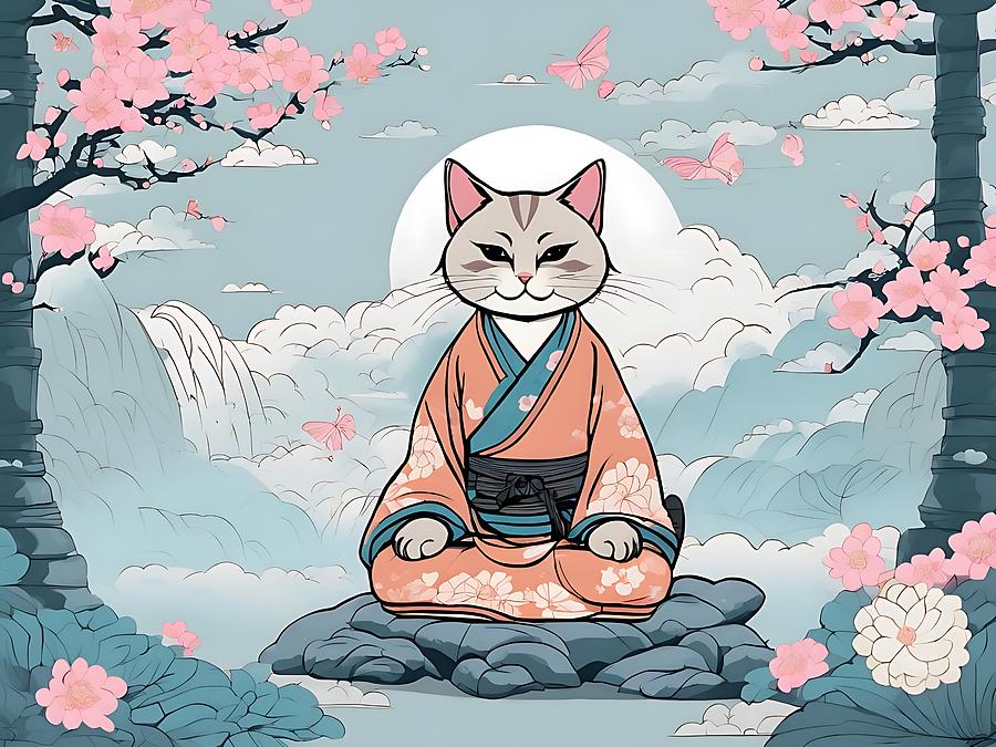 Siamese Cat Zen Mixed Media by Lisa Pearlman