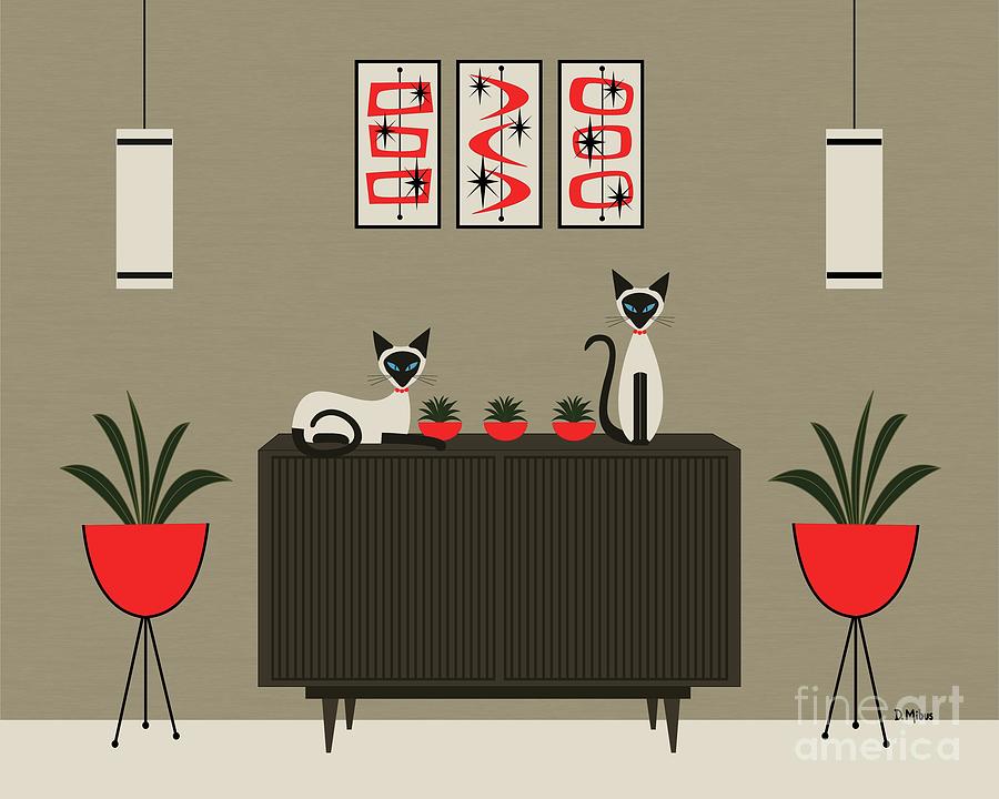 Siamese Cats Red Room by Donna Mibus Siamese Cats Red Room by Donna Mibus