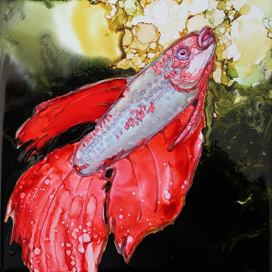 Siamese Fighting Fish Painting by Ruth Kamenev