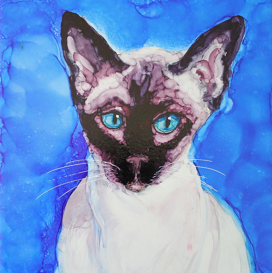 Cat Painting - Siamese by Ruth Kamenev
