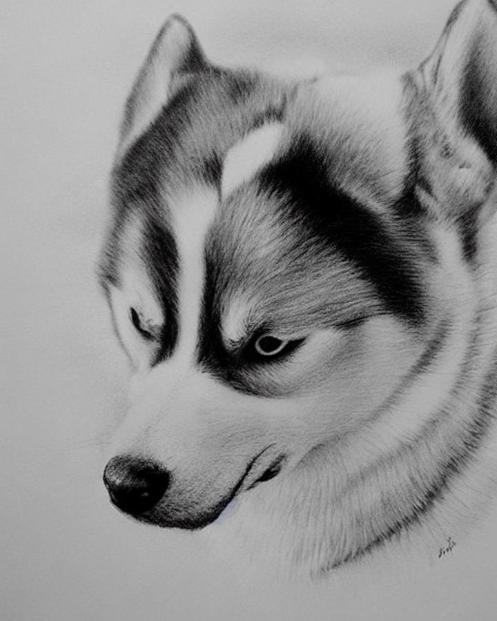 Siberian husky Drawing by Sampath Heenatimulla Fine Art America