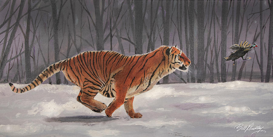 Siberian Tiger in Snow Painting by Bill Dunkley