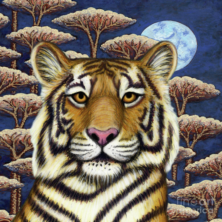 Siberian Tiger Moon Painting by Amy E Fraser