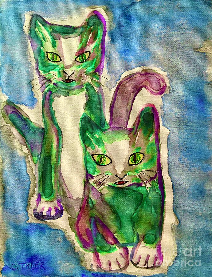 Sibling Kittens Painting by Christine Tyler