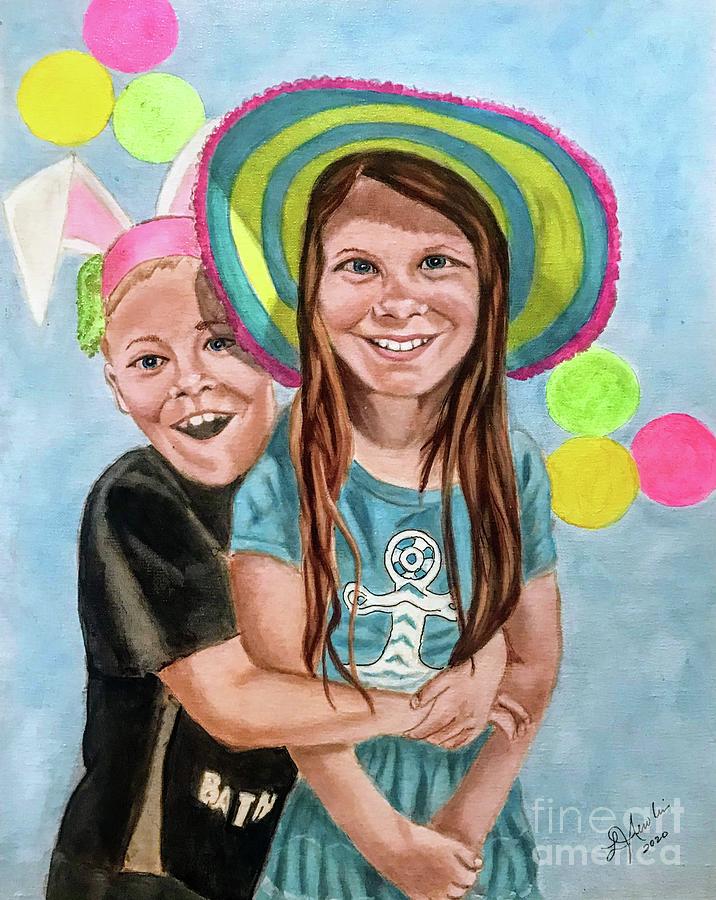 Siblings Painting by Linda Gustafson-Newlin