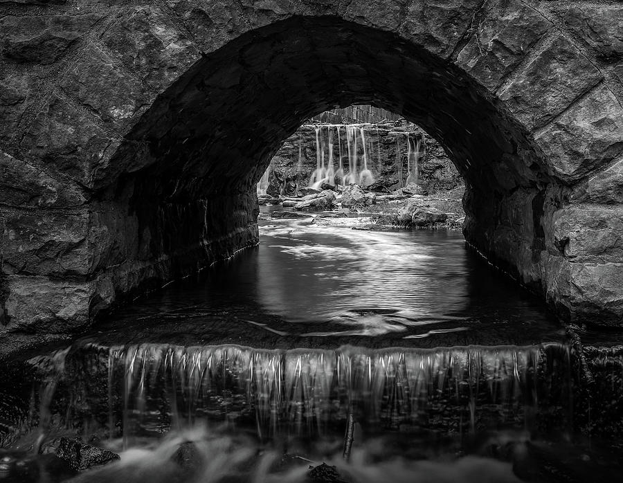 Side Cut Waterfall Black And White Photograph by Dan Sproul