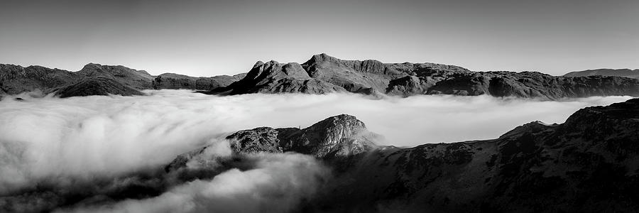 Side Pike Cloud Inversion Lake Dsitrict Black and white Photograph by Sonny Ryse