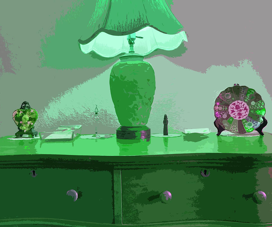 Side table and Lamp in Green Photograph by Lorena Cassady