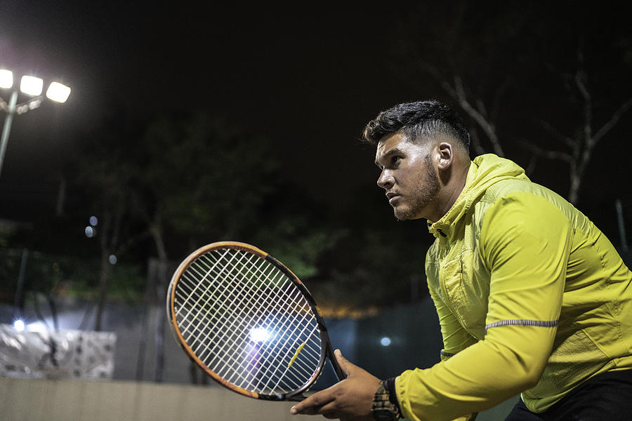 Side view of a tennis player ready to play Photograph by FG Trade