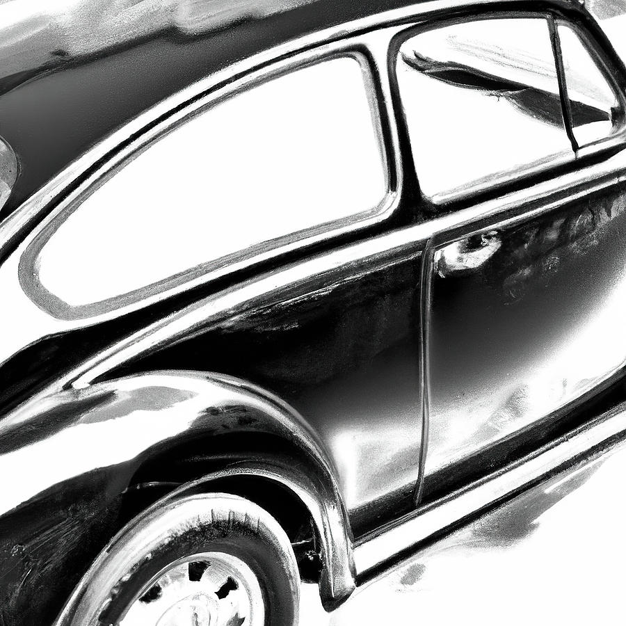 Side View Silver Volkswagen Digital Art by Cathy Anderson