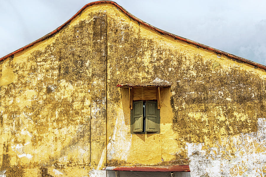 Side wall of the old colonial building with a window with shutte Photograph by Marek Poplawski