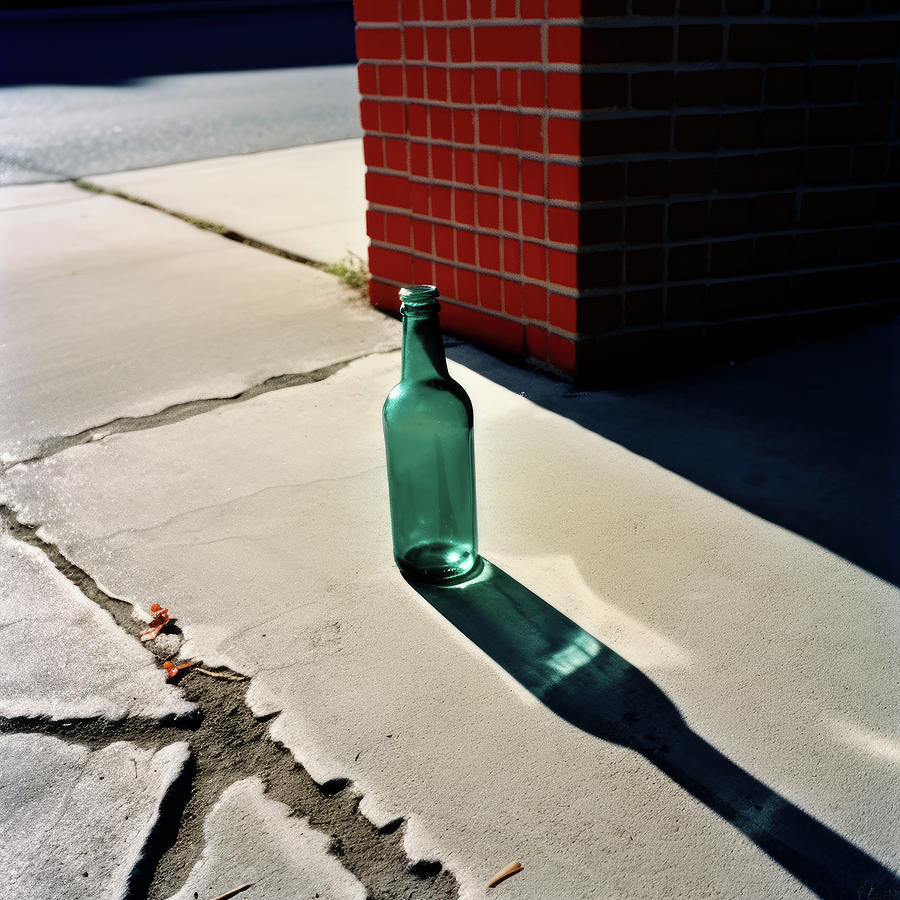 Sidewalk Bottle Sunlight Refraction Digital Art by YoPedro