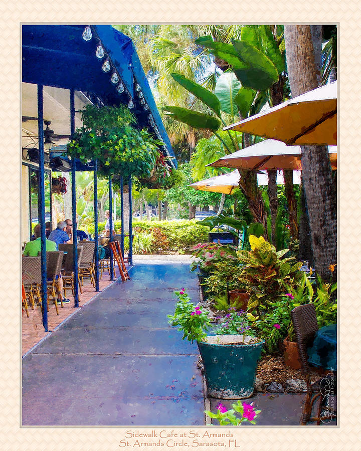 Sidewalk Cafe at St Armands - Matted Photograph by Susan Molnar