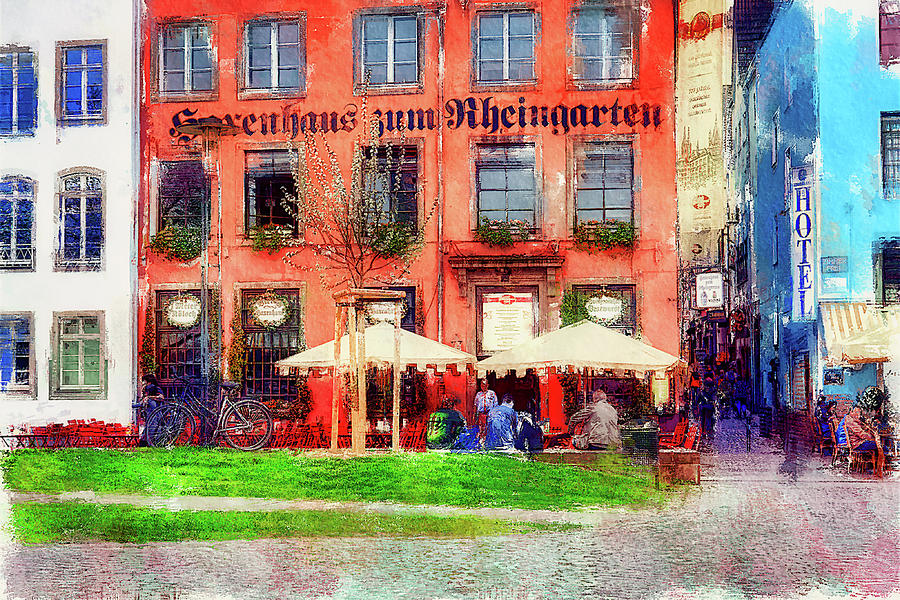 Sidewalk cafe Cologne, Germany Mixed Media by Tatiana Travelways