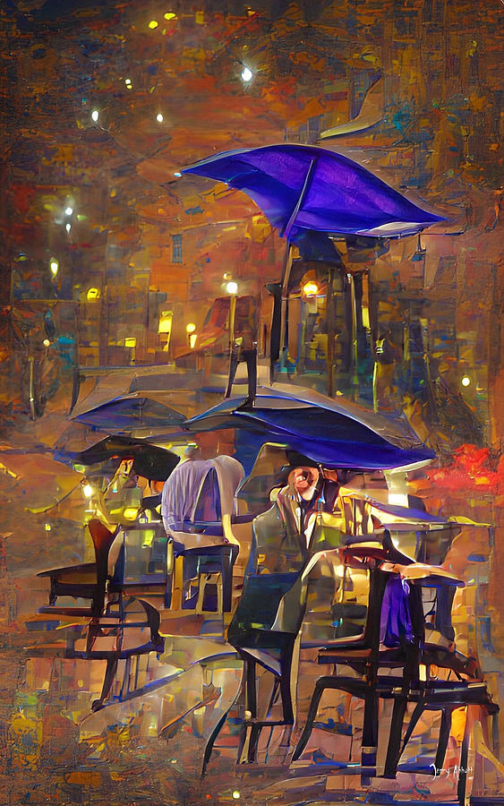 Sidewalk Cafe Under the Stars Photograph by Jerry Abbott