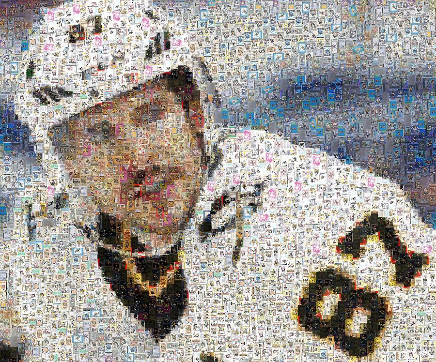 Sidney Crosby game portrait Mixed Media by Hockey Mosaics